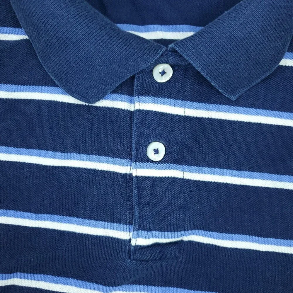 Vintage Ralph Lauren Polo Shirt Mens Large Blue Golf Fit Pima Cotton Striped